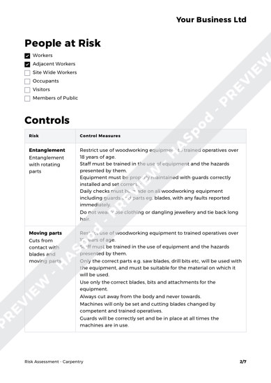 Risk Assessment For Carpenters