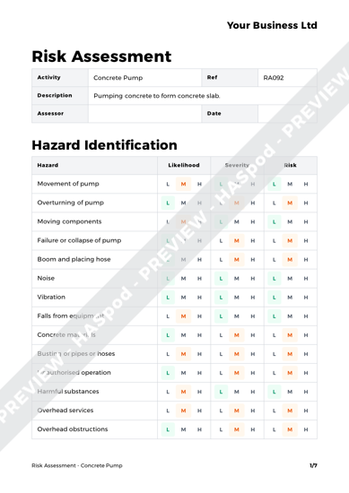 Concrete Pump Risk Assessment Template HASpod Concrete Pump Risk Assessment Template HASpod