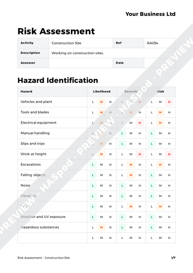 Construction Site Risk Assessment Template - HASpod