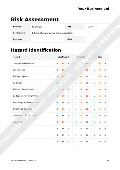 Crane Lift Risk Assessment Template - HASpod