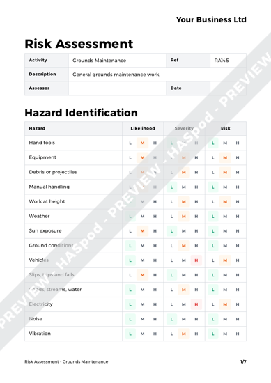 Grounds Maintenance Risk Assessment Template - HASpod