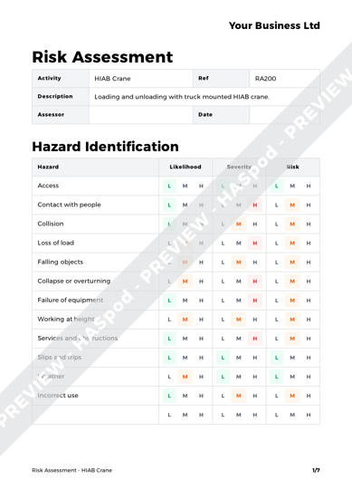 Hiab Risk Assessment Template