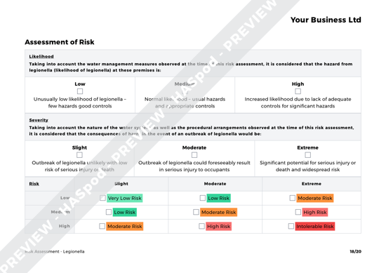 Legionella Risk Assessment Template HASpod