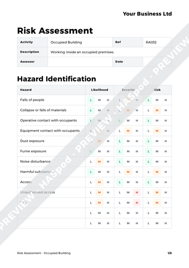 Occupied Building Risk Assessment Template - HASpod