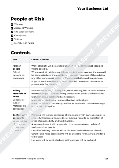 Occupied Building Risk Assessment Template - HASpod