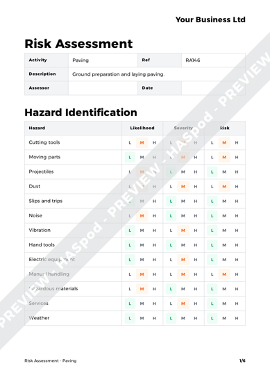 Paving Risk Assessment Template - HASpod