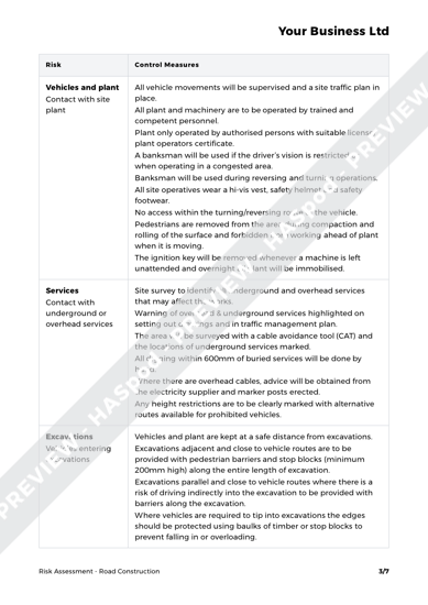 Road Construction Risk Assessment Template - HASpod