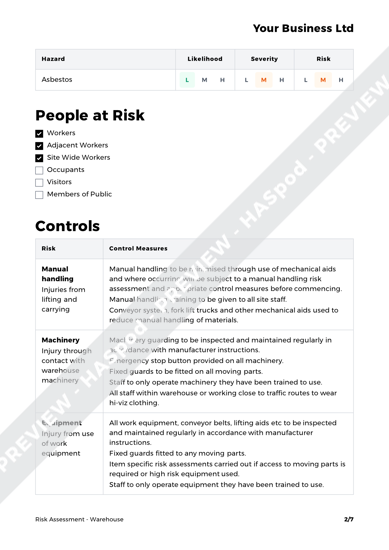 Warehouse Risk Assessment Template - HASpod