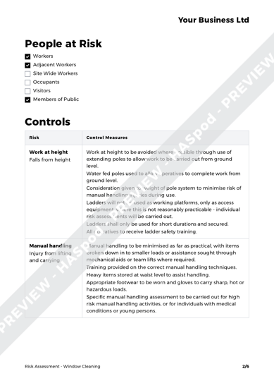 cleaning window risk assessment template