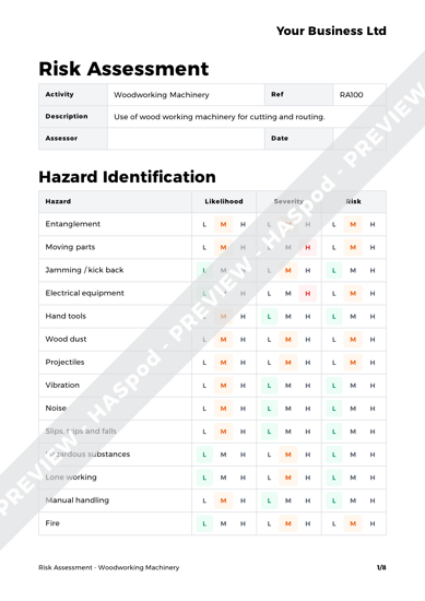 Woodworking Machinery Risk Assessment Template - HASpod