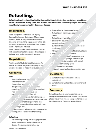 Refuelling Checklist.pdf Refuelling Toolbox Talk Template - HASpod