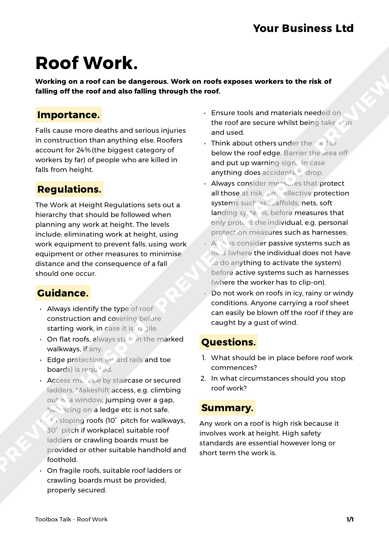 Toolbox Meeting Template Doc