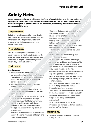 Toolbox Meeting Template Doc
