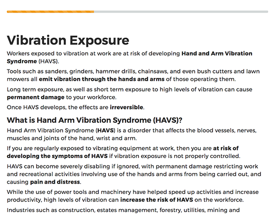 HAVS Awareness elearning course image 2