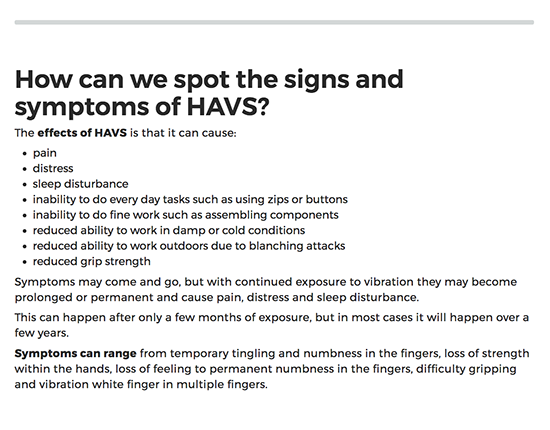HAVS Awareness elearning course image 3